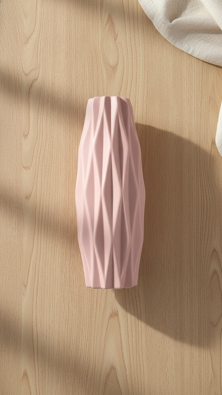Diamond Pattern Faux Ceramic Vase