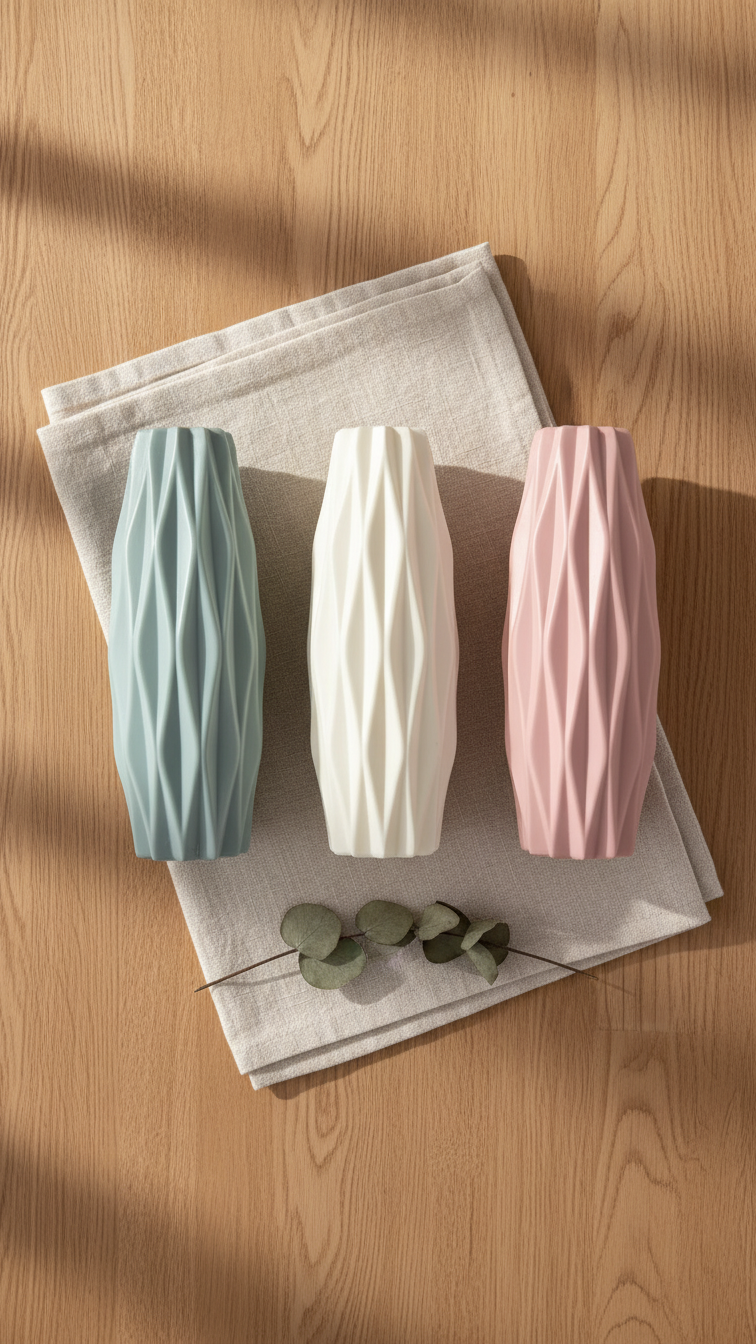 Diamond Pattern Faux Ceramic Vase